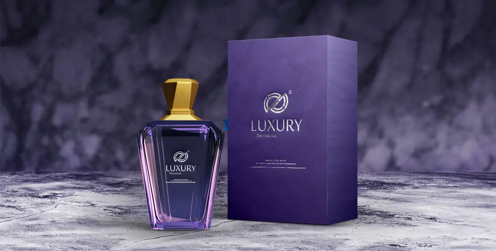a custom perfume box with a logo on it